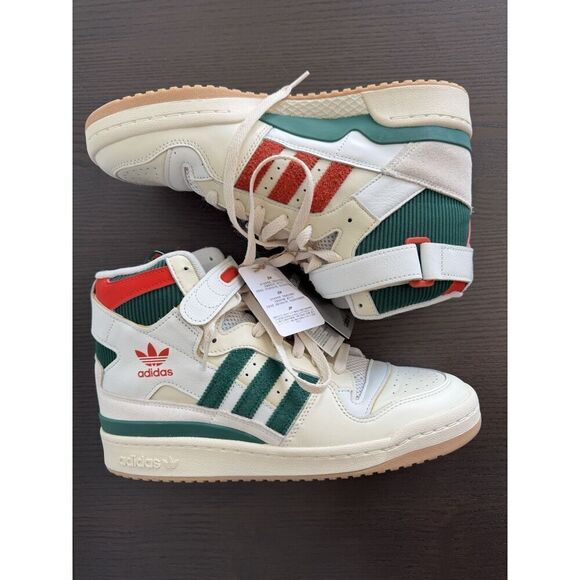 adidas Originals Men's Forum 84 High Sneakers GX9055 Cream White/Green/Red 8.5 - Picture 6 of 7